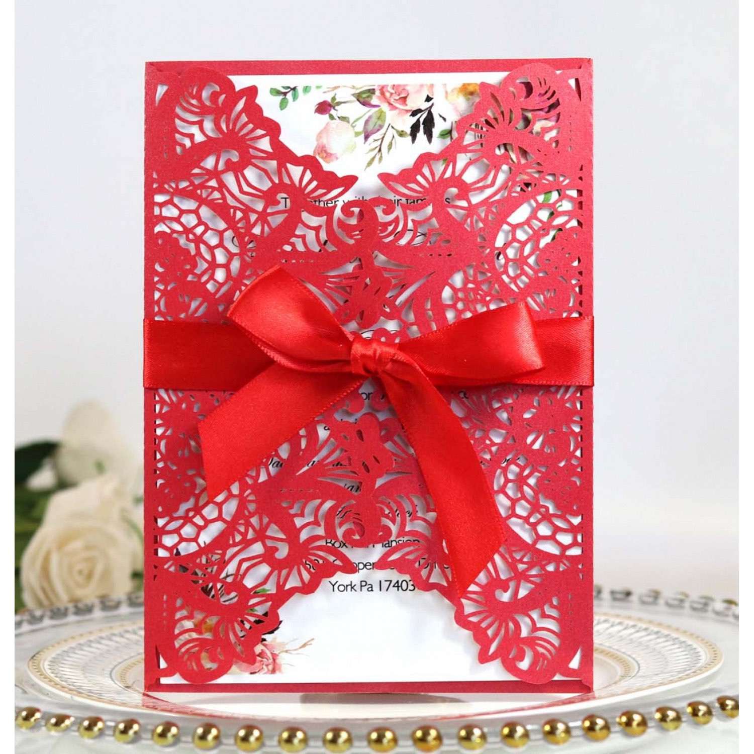 Purple Invitation Card Wedding Decoration Laser Cut Paper Wholesale